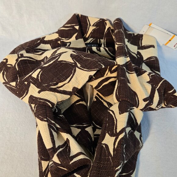 NINE WEST Coquette Girl Boho Ivory & Brown Floral Tweed Coat Jacket Size S NEW! - Picture 8 of 16